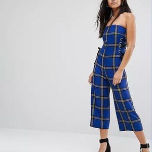 Bandeau Check Print Jumpsuit
